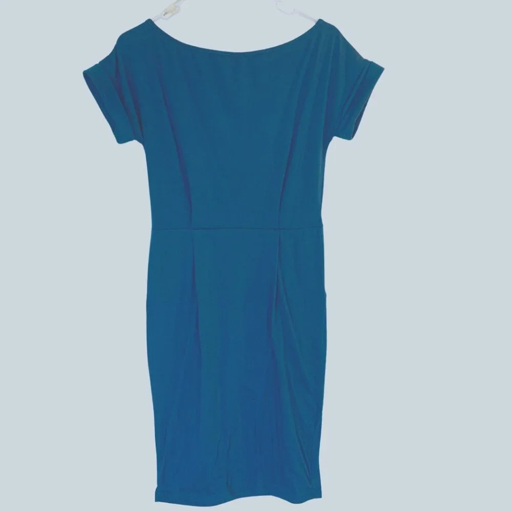 SHEIN Blue Midi Slim Fit Short Sleeve Dress Size S - Picture 2 of 8